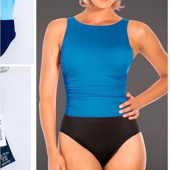 Miracle suit regatta lagoon colorblock blue & black one piece swimsuit - Picture 2 of 7